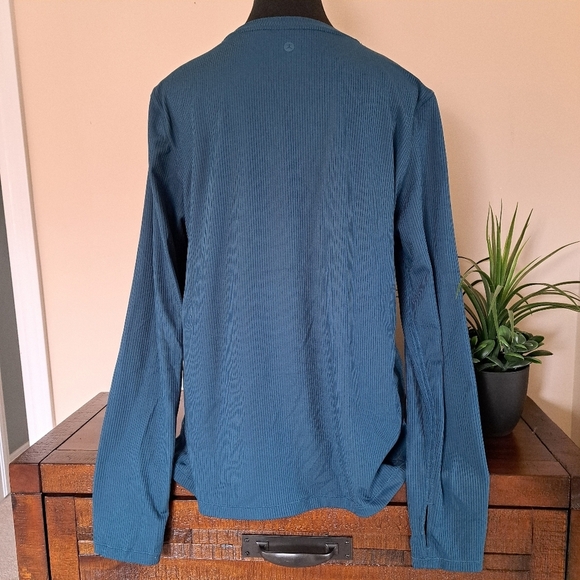 Danskin Active Top Ribbed Women's Large Blue Long Sleeved Crewneck Tee - Picture 6 of 16